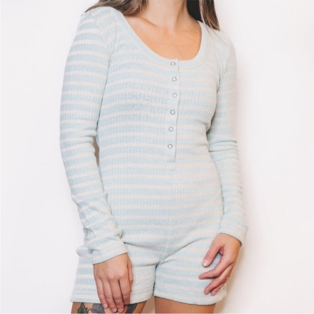 Aerie Ribbed Henley Romper